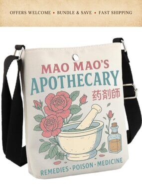 Anime Manga Crossbody Bag Canvas Adjustable Strap Zipper Purse